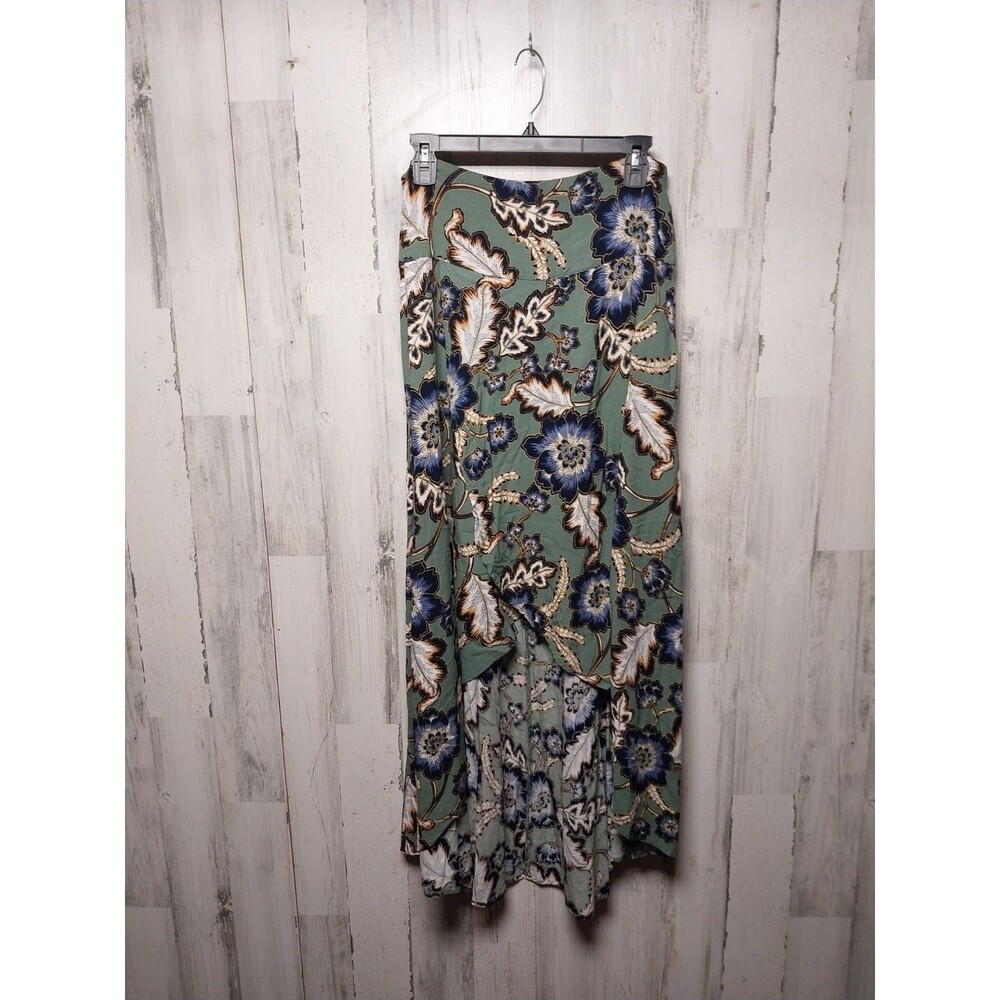 O'Neill Ambrosio Green Floral Print Hi Low Maxi Skirt XL